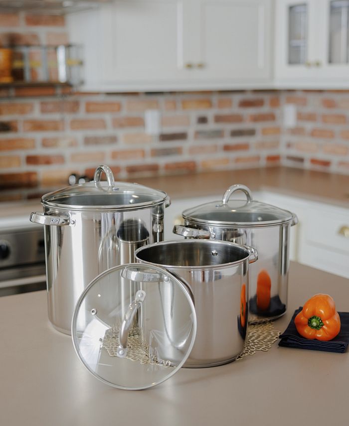 Sedona Kitchen 3-Pc. Stainless Steel Stockpot Set - Macy's