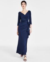 B & Adam Women's Floral-Embroidered 3/4-Sleeve Gown - Macy's