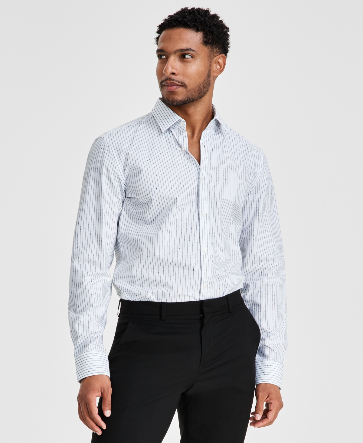 Hugo By  Boss Men's Kenno Slim-fit Vertical Stripe Dress Shirt In Dark Blue