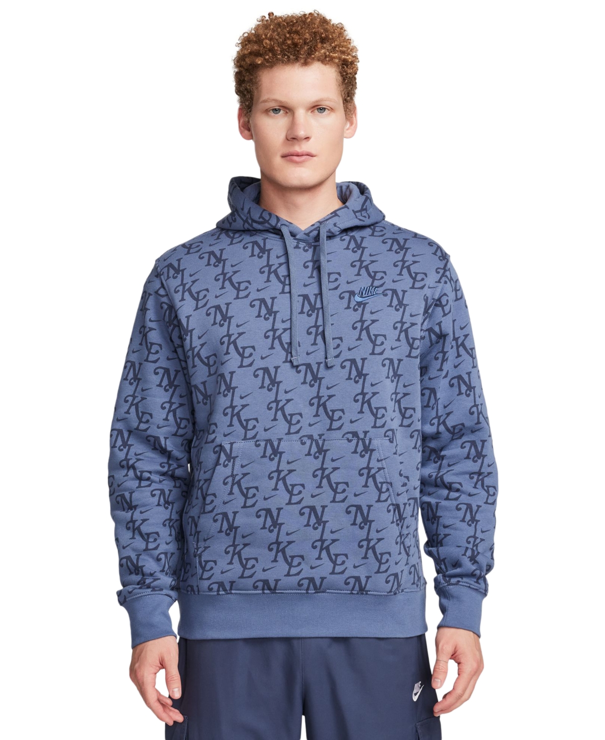 Nike Men's Sportswear Club Fleece Logo-print Hoodie In Diffused Blue,thunder Blue