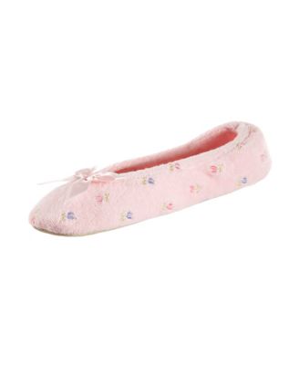 Isotoner Embroidered Terry Ballerina Slipper, Online Only 