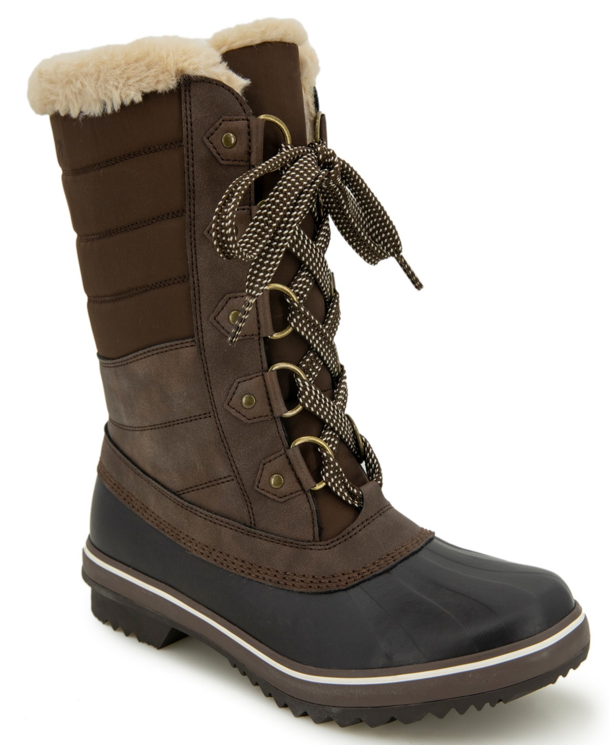 Jbu Women's Siberia Waterproof Lace-up Quilted Cold-weather Boots In Brown