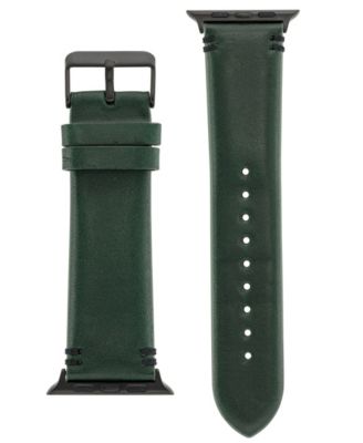 Men's Dark Green Premium Leather Band Compatible with 42mm, 44mm, 45mm, Ultra, Ultra2 Apple Watch