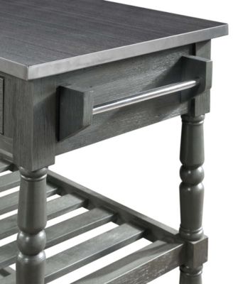 French Country 45" Medium Density Fiberboard (MDF) 3 Tier Stainless Steel Kitchen Cart