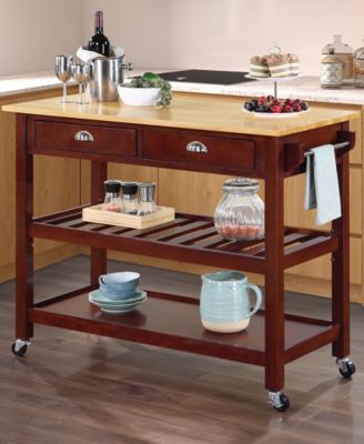 American Heritage 45" Wood 3 Tier Butcher Block Kitchen Cart