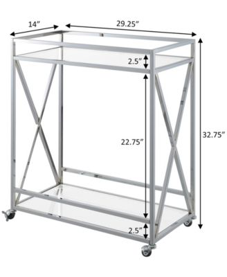 29.25" Chrome Oxford Glass Bar Cart With Shelf