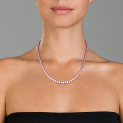Classic Clear Round Cubic Zirconia Tennis Necklace