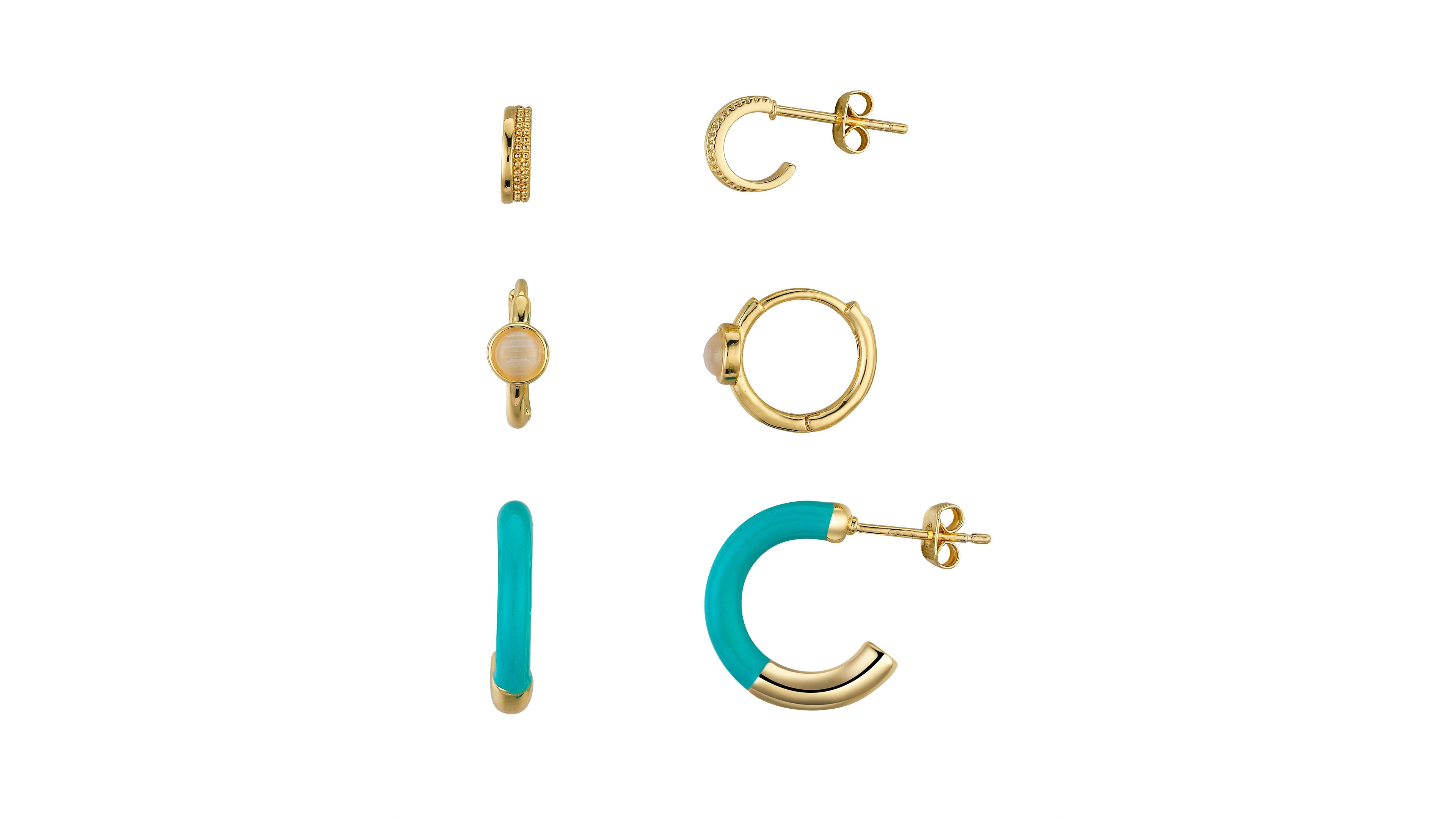 Unwritten Opal and Green Enamel Hoop 6-Piece Earring Set
