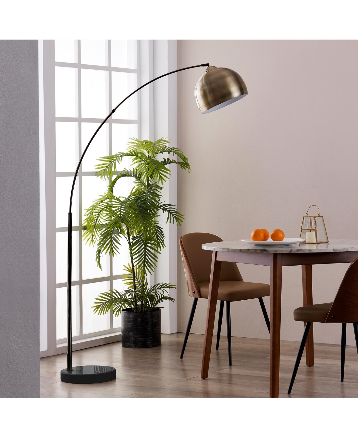 Teamson Home Arquer Arc Metal Floor Lamp with Bell Shade
