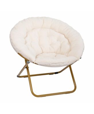 1 Count With Cozy Faux Fur Cushion And Metal Frame For Dorms, Bedrooms, Apartments And More - Ersa Oversize Folding Saucer Chair