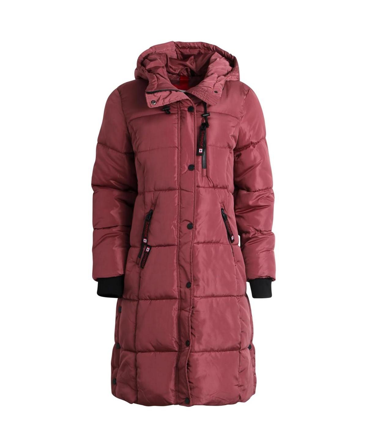 Women's Quilted Long Puffer Jacket - Wild ginger