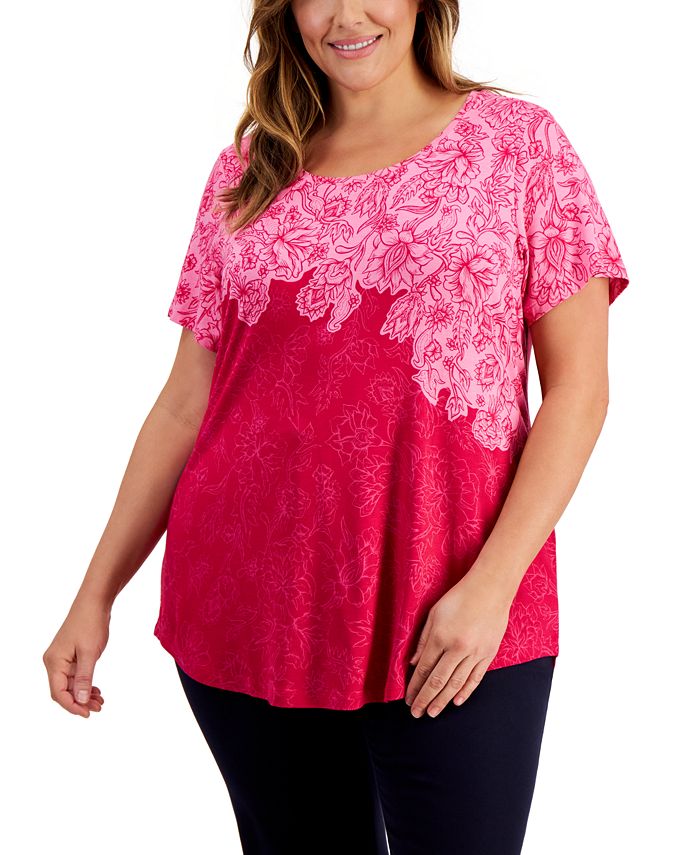 JM Collection Plus Size Short-Sleeve Top, Created for Macy's