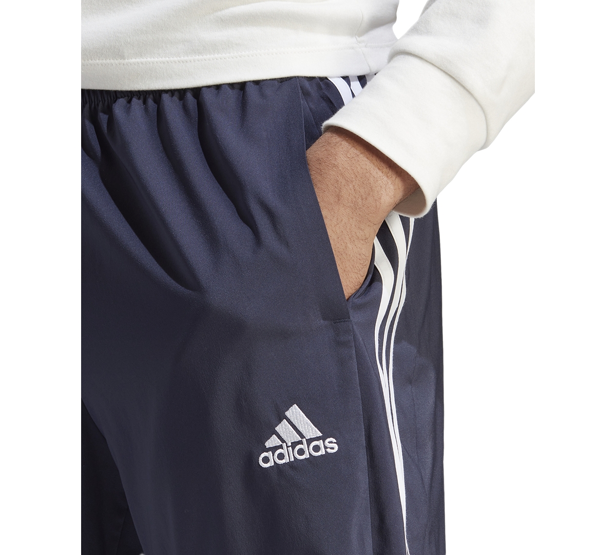 adidas Men's Essentials 3-Stripes Cargo Pocket Joggers -white