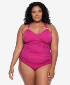 Lauren Ralph Lauren Plus Size Bandeau Flyaway One-Piece Swimsuit - Macy's