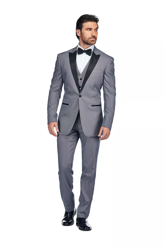 Men's 3 Piece Birdseye Peak Lapel Tuxedo Set - thumbnail 6