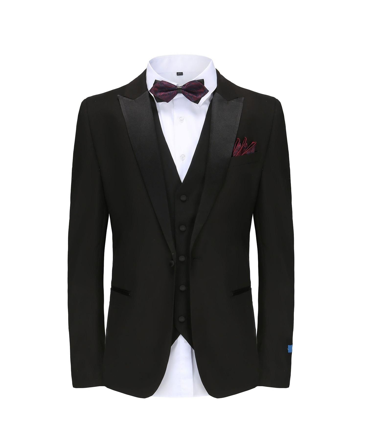 Men's 3-Piece Slim Fit Tuxedo with Peak Lapel
