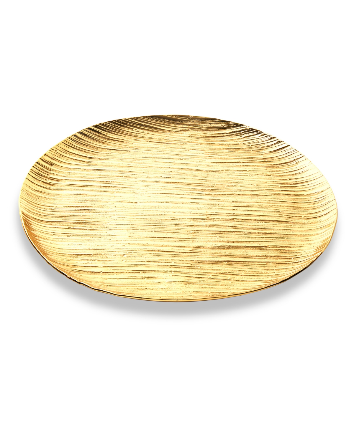 Godinger Round Textured Aluminum Tray 12" D In Gold