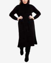 Final Sale Plus Size Mini Turtle Neck Sweater Dress in Black