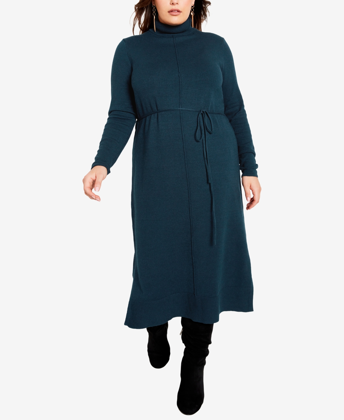Avenue Plus Size Hannah Sweater Midi Dress In Teal