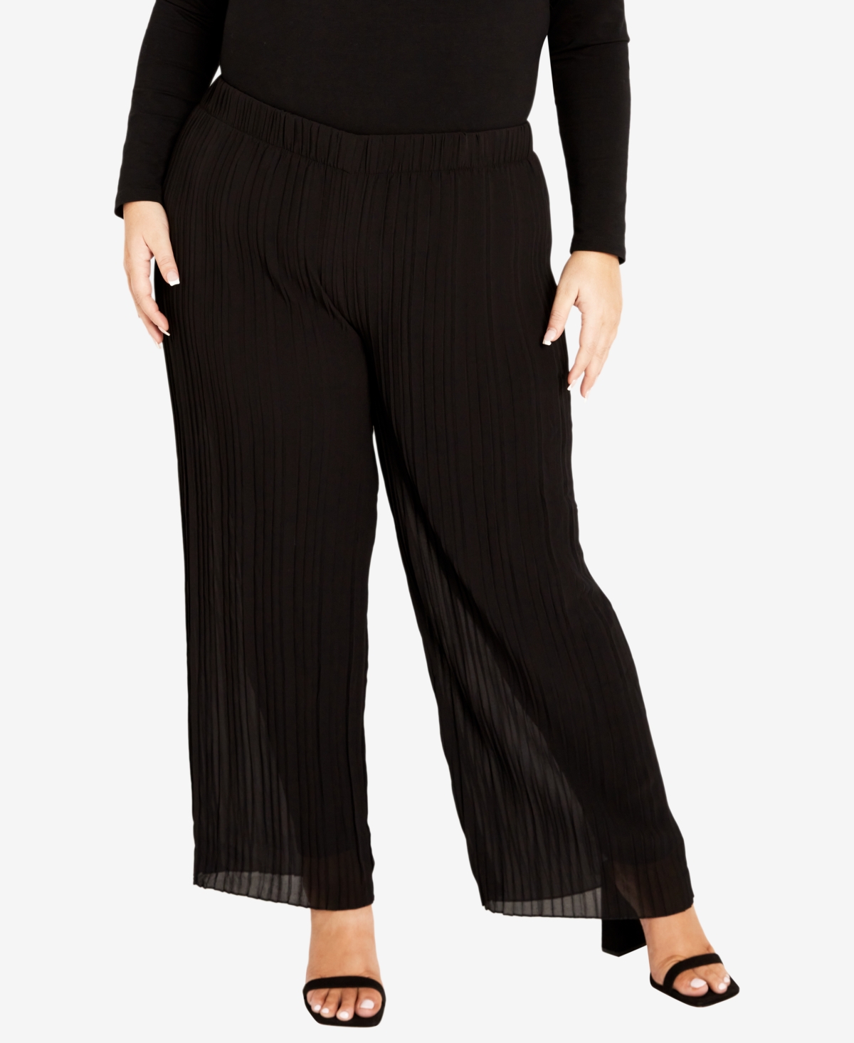 Avenue Plus Size Victoria Relaxed Fit Pull On Pants In Black