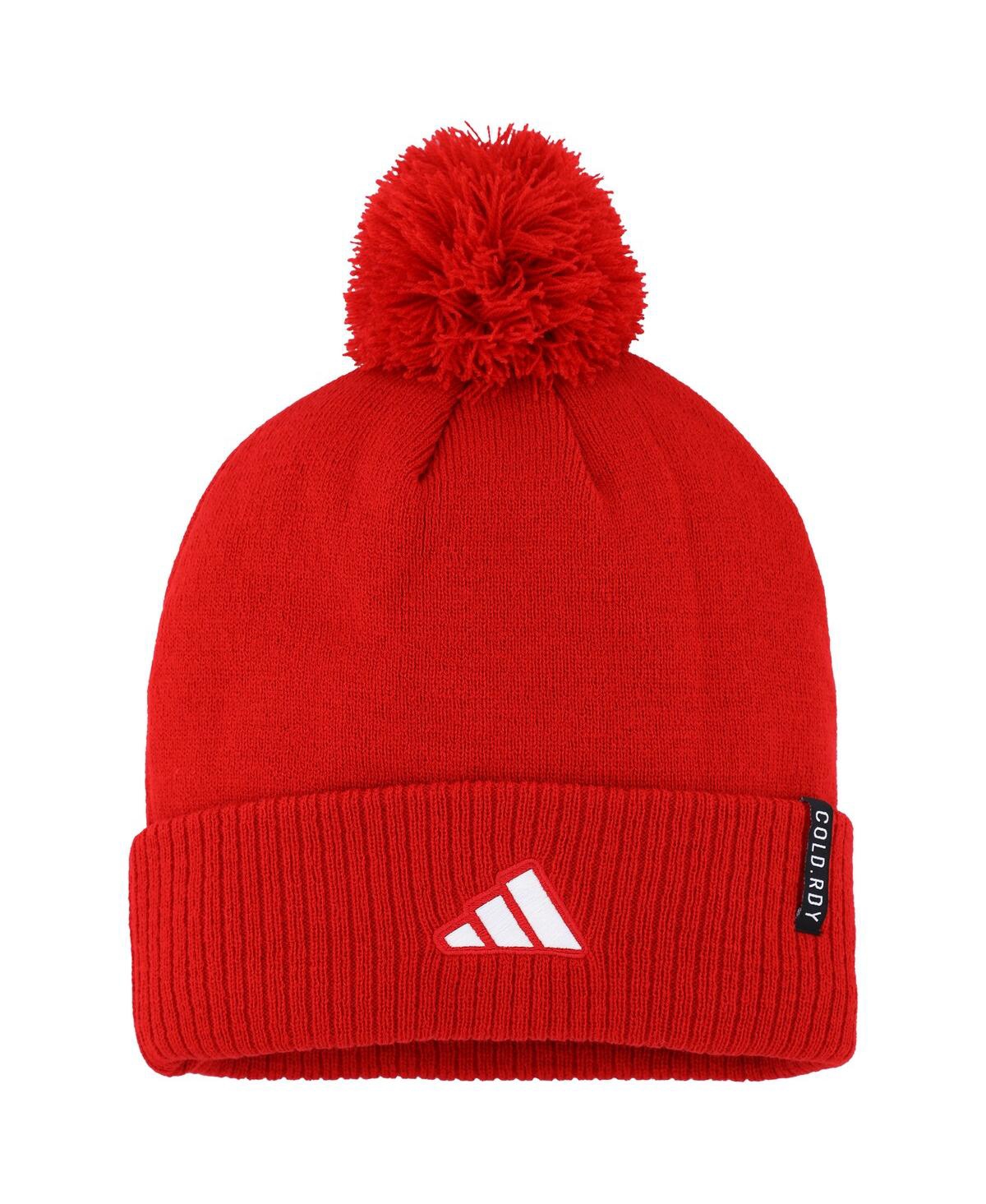 Men's adidasLouisville Cardinals 2023 Sideline Cold.rdy Cuffed Knit Hat with Pom - Red