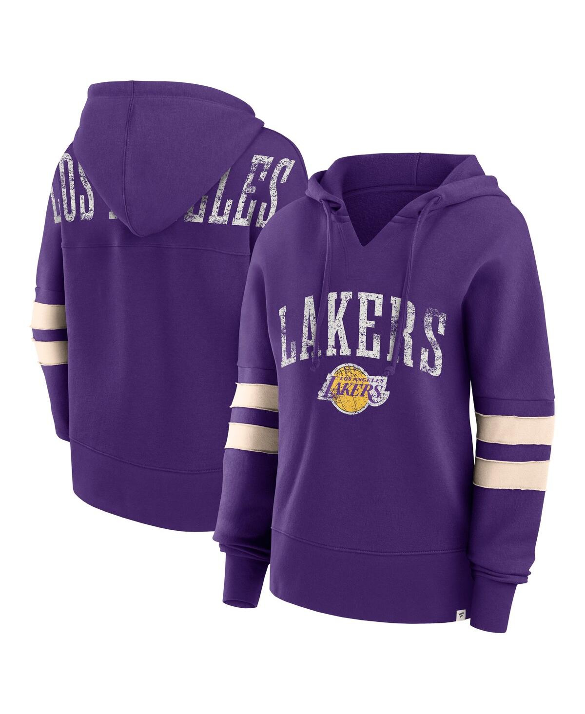 Shop Fanatics Women's  Purple Distressed Los Angeles Lakers Bold Move Dolman V-neck Pullover Hoodie