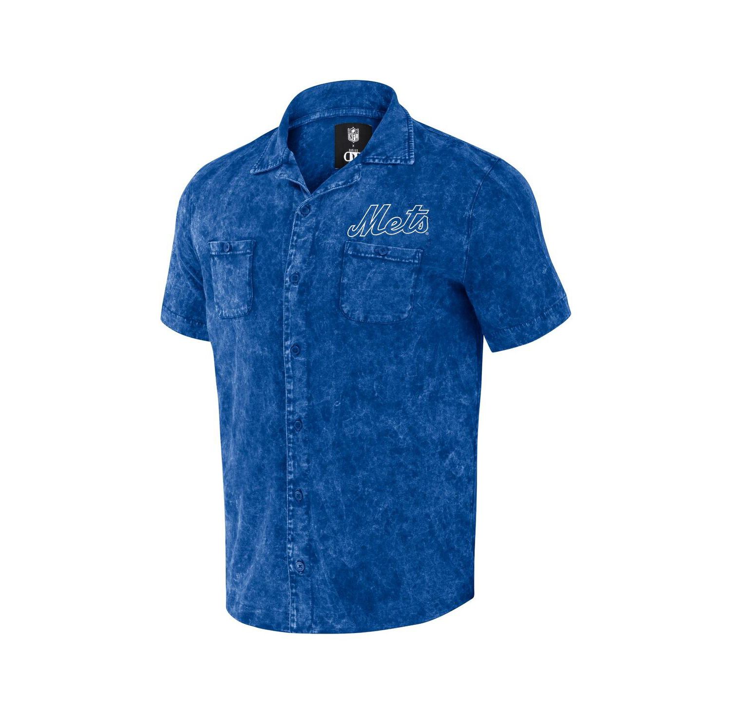 Men's Darius Rucker Collection by Royal Distressed New York Mets Denim Team Color Button-Up Shirt