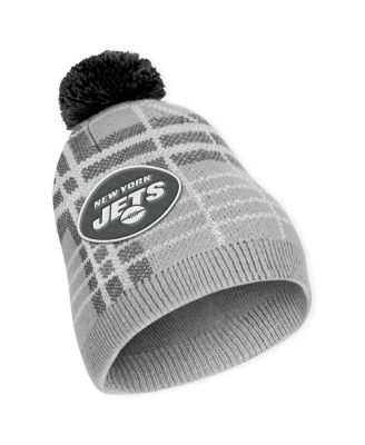Women's New York Jets Plaid Knit Hat with Pom and Scarf Set