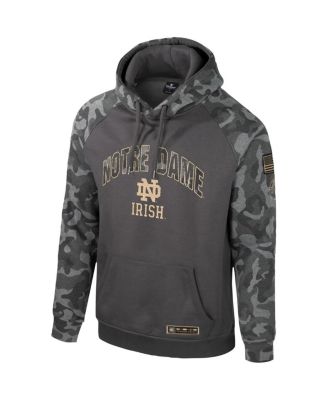 Men's Charcoal Notre Dame Fighting Irish OHT Military-Inspired Appreciation Camo Raglan Pullover Hoodie