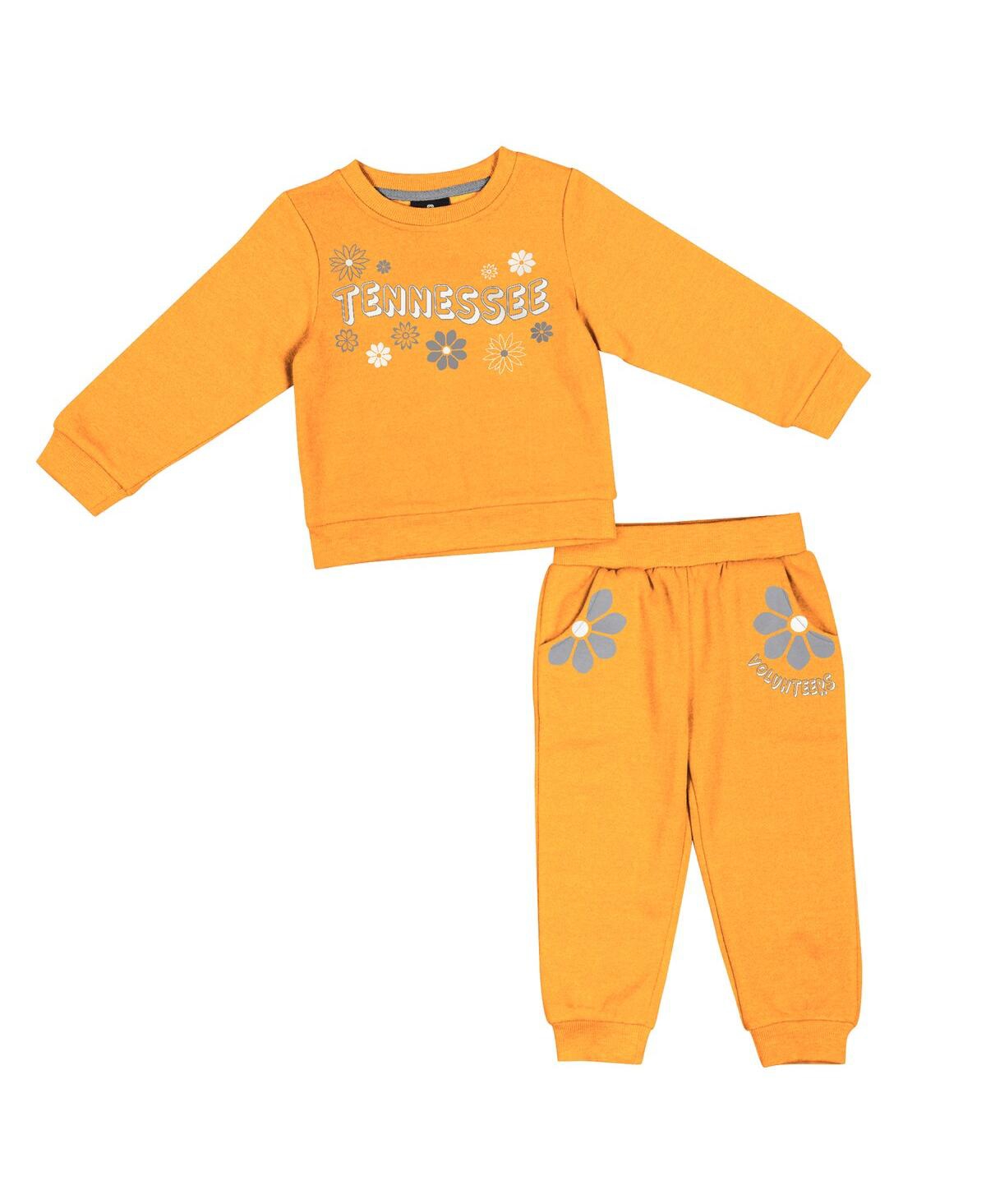Colosseum Babies' Girls Toddler  Tennessee Orange Tennessee Volunteers Flower Power Fleece Pullover Sweatshir