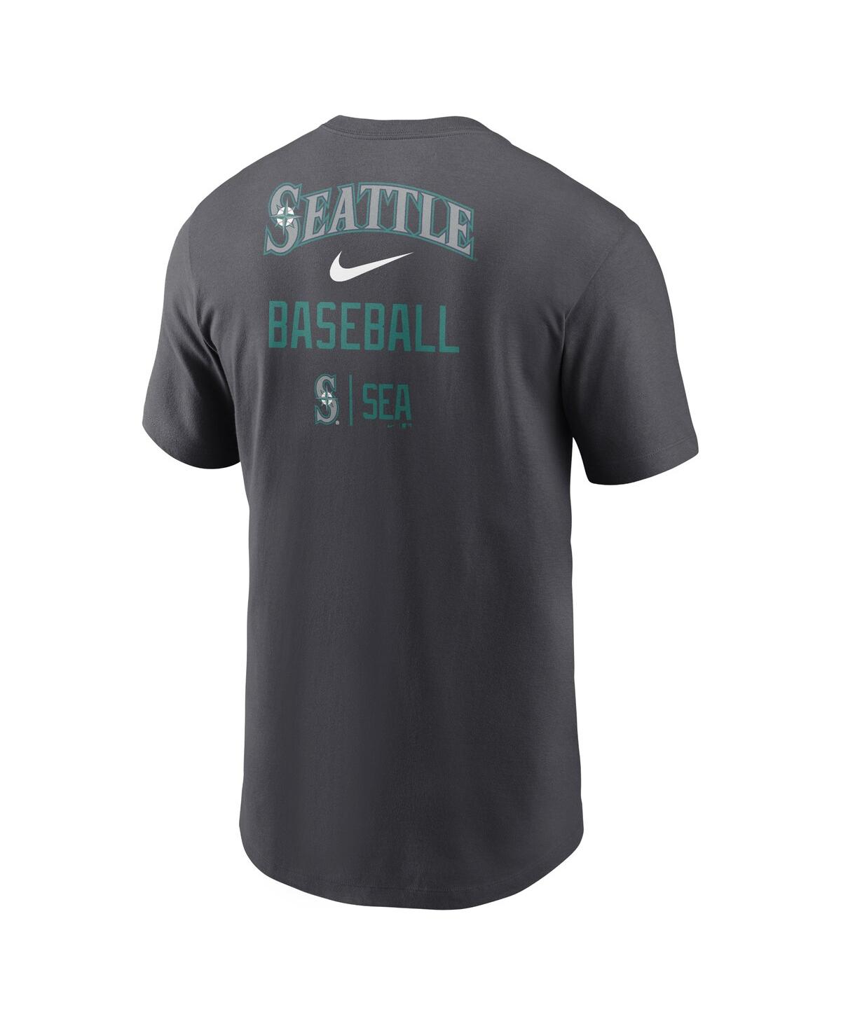 Shop Nike Men's  Charcoal Seattle Mariners Logo Sketch Bar T-shirt
