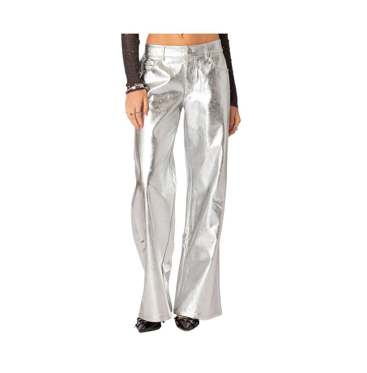 Women's Kim metallic faux leather pants - Silver