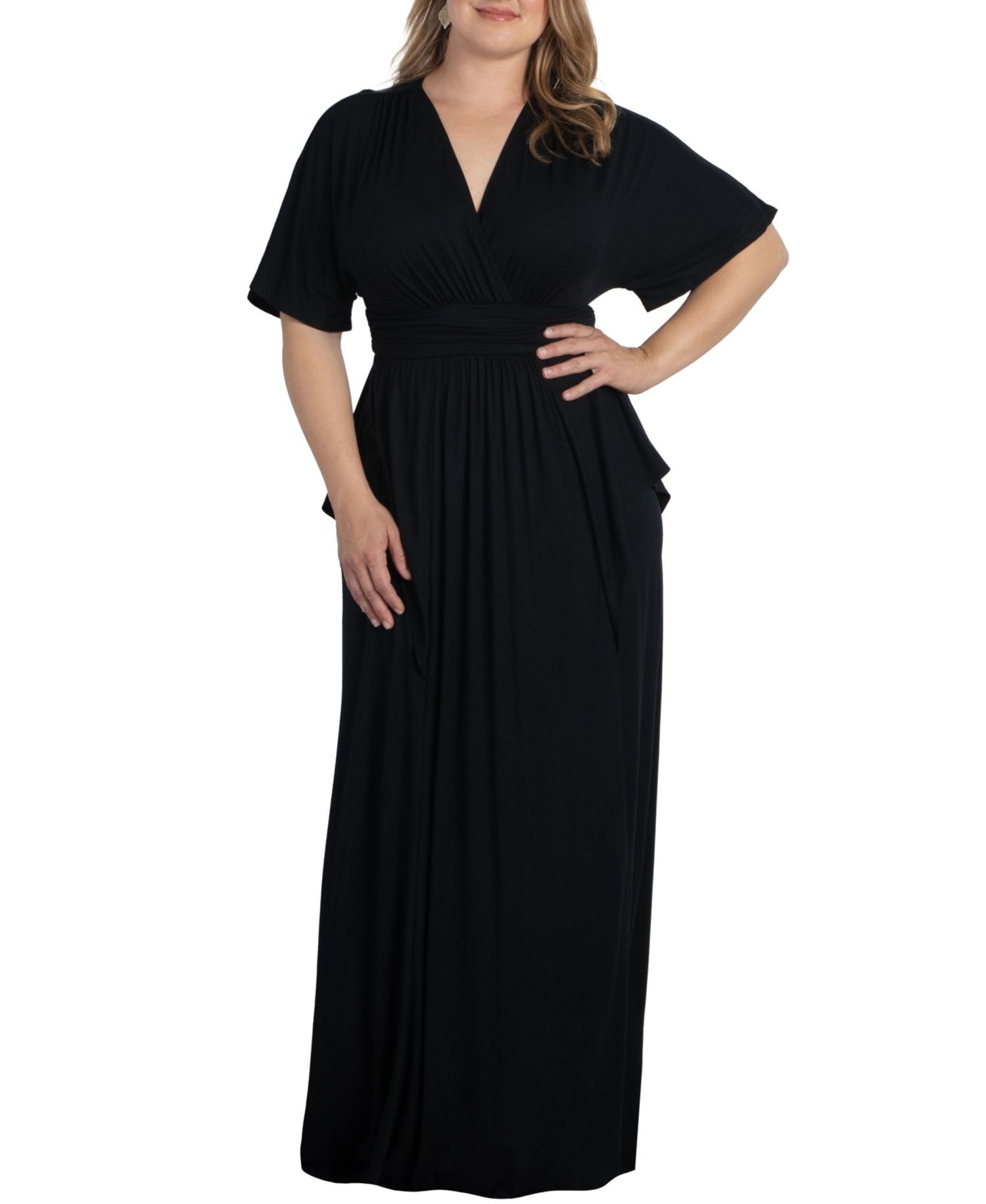Women's Plus Size Indie Flair Maxi Dress with Kimono Sleeves