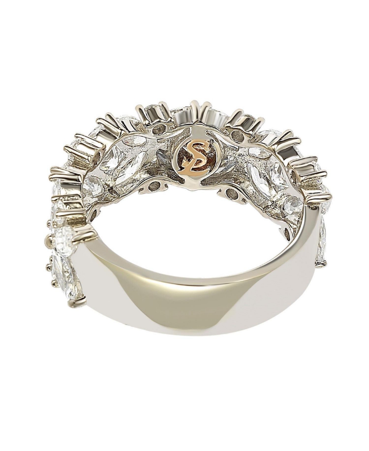 Suzy Levian New York Suzy Levian Sterling Silver Multi-Cut Cubic Zirconia Floral 3/4 Eternity Ring
