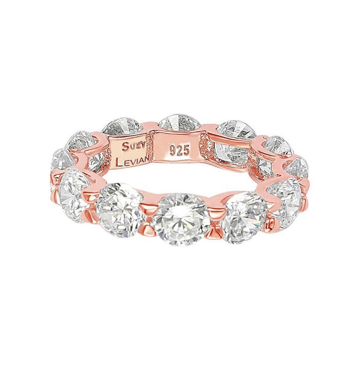 Suzy Levian New York Suzy Levian Sterling Silver Cubic Zirconia Round U-Shape Eternity Band Ring