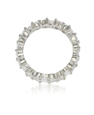 Suzy Levian Sterling Silver Cubic Zirconia Floral Eternity Band