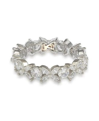 Suzy Levian Sterling Silver Cubic Zirconia Floral Eternity Band