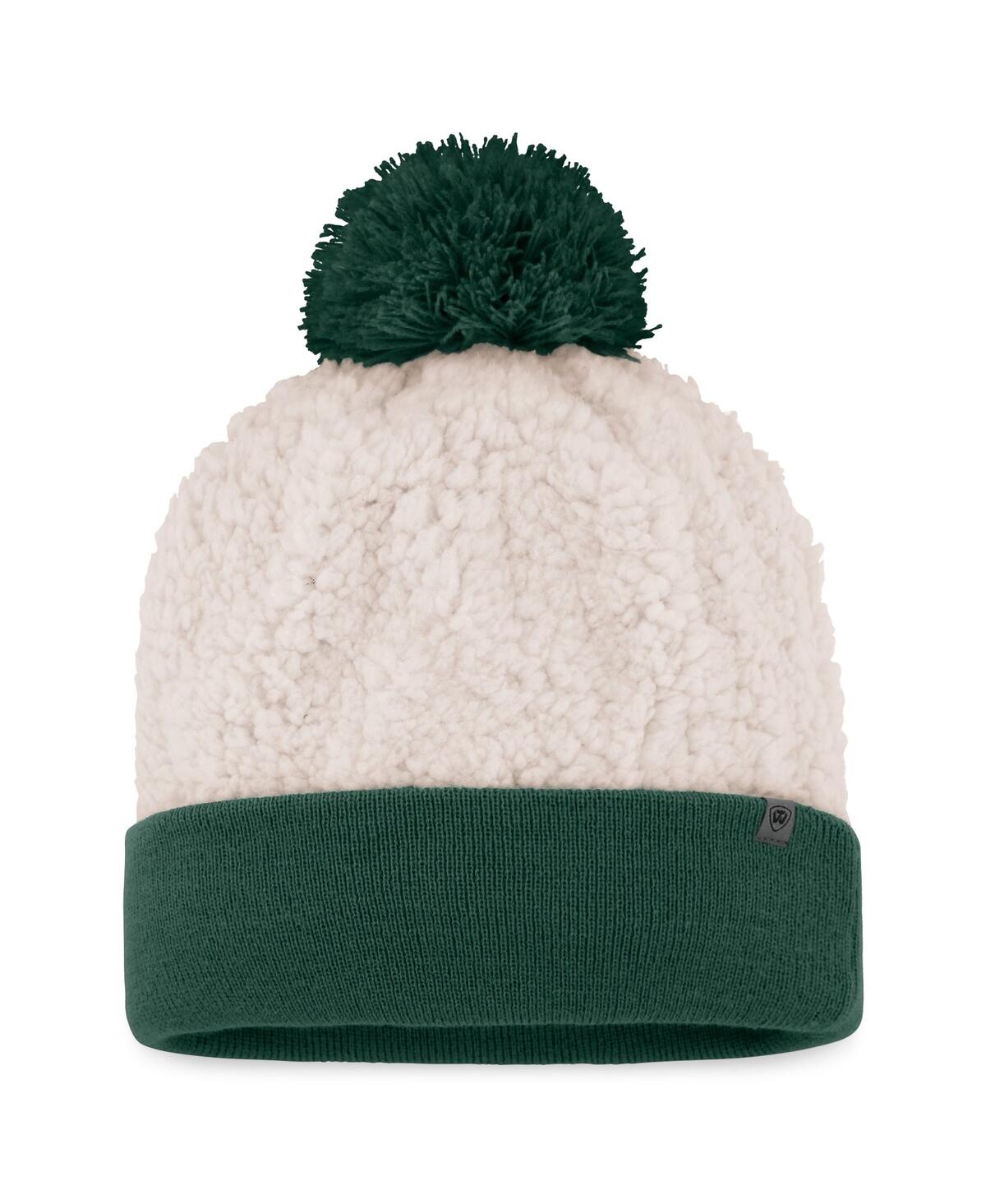 Women's Top of the WorldMichigan State Spartans Grace Sherpa Cuffed Knit Hat with Pom - Cream