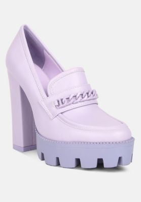 CORINNE Womens Chain Embellished Chunky Loafers