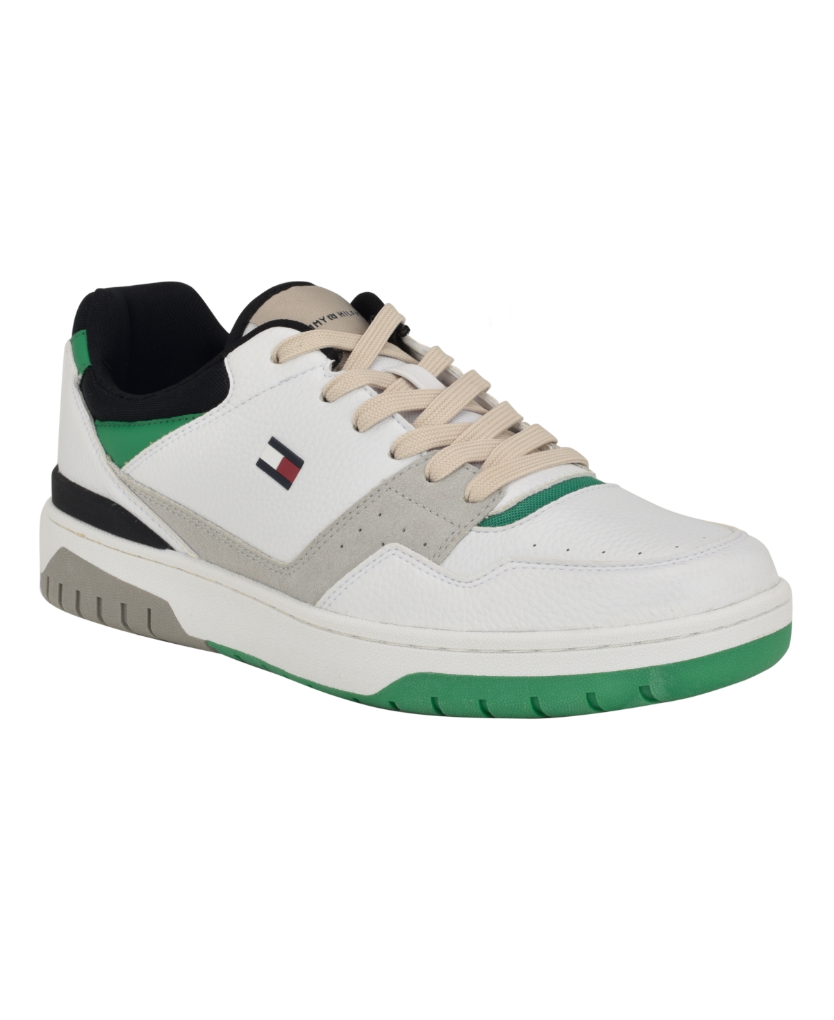 Shop Tommy Hilfiger Men's Nashon Lace Up Fashion Sneakers In White,green Multi