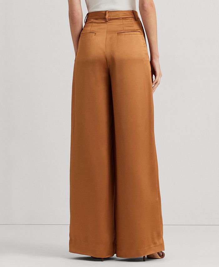 Lauren Ralph Lauren Women's Pleated Satin Charmeuse Wide-Leg Pants - Macy's