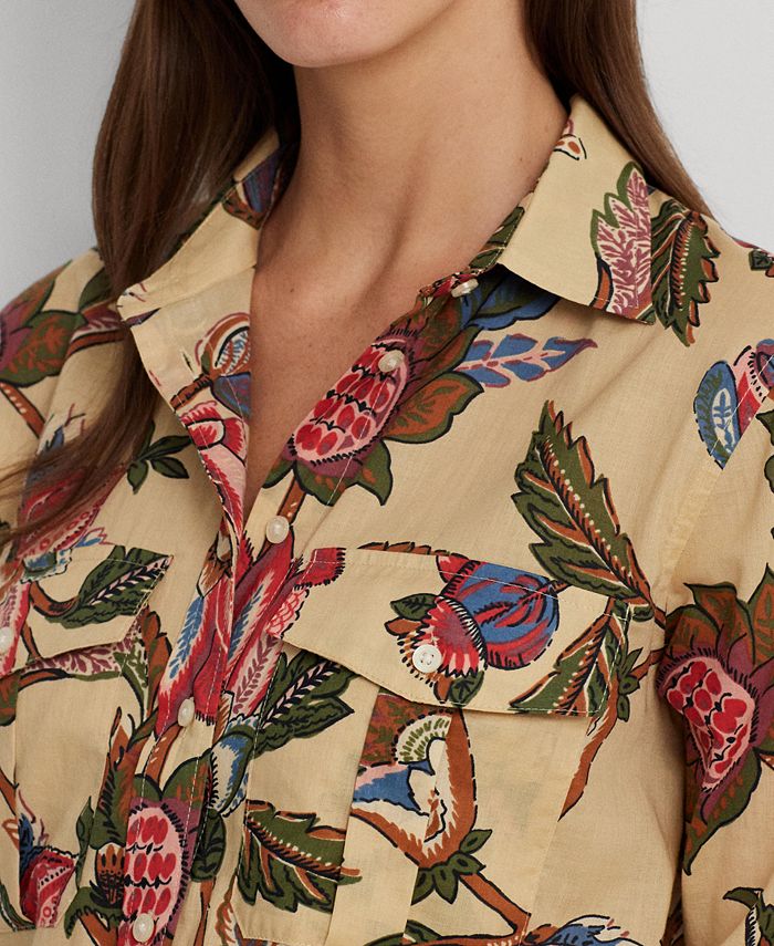 Lauren Ralph Lauren Women's Floral Cotton Voile Shirt - Macy's