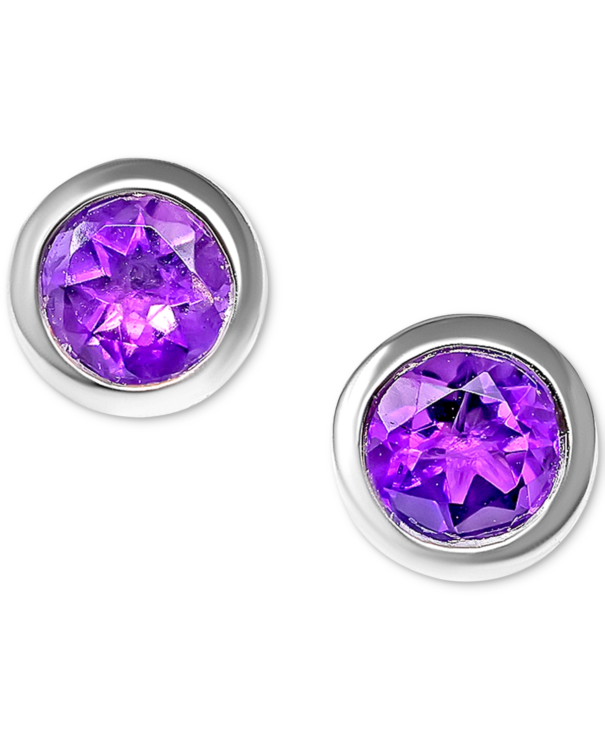 Garnet Bezel-Set Stud Earrings (3/8 ct. t.w.) in Sterling Silver (Also in Blue Topaz,& Peridot) - Amethyst