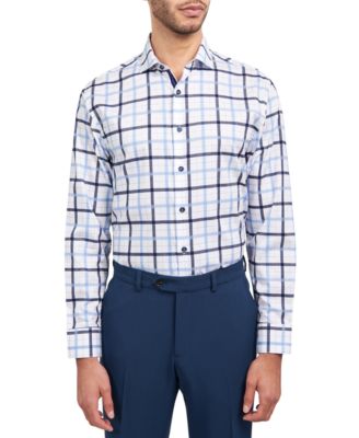 Men's Regular-Fit Windowpane Check Dress Shirt