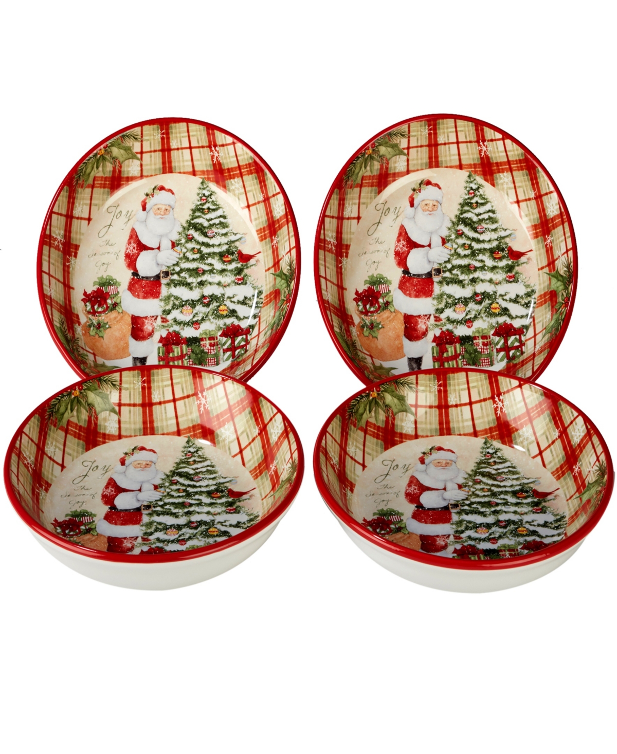 Certified International Holiday Wishes 4-pc. Soup/pasta In Beige,red,green