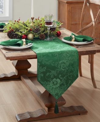 Elrene Poinsettia Elegance Damask Collection In Green