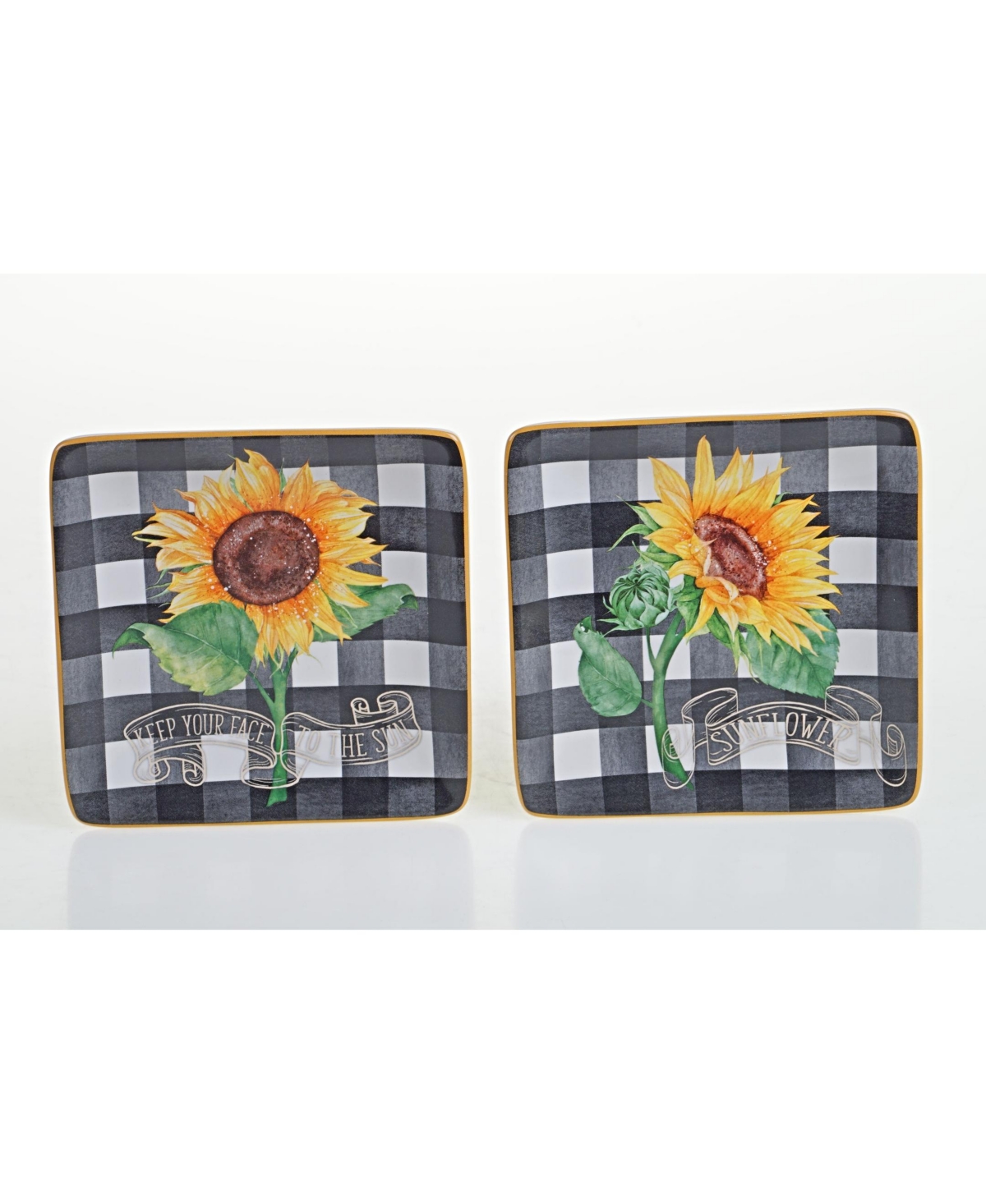 Certified International Sunflower Fields 4-Pc. Canape Plates asst.