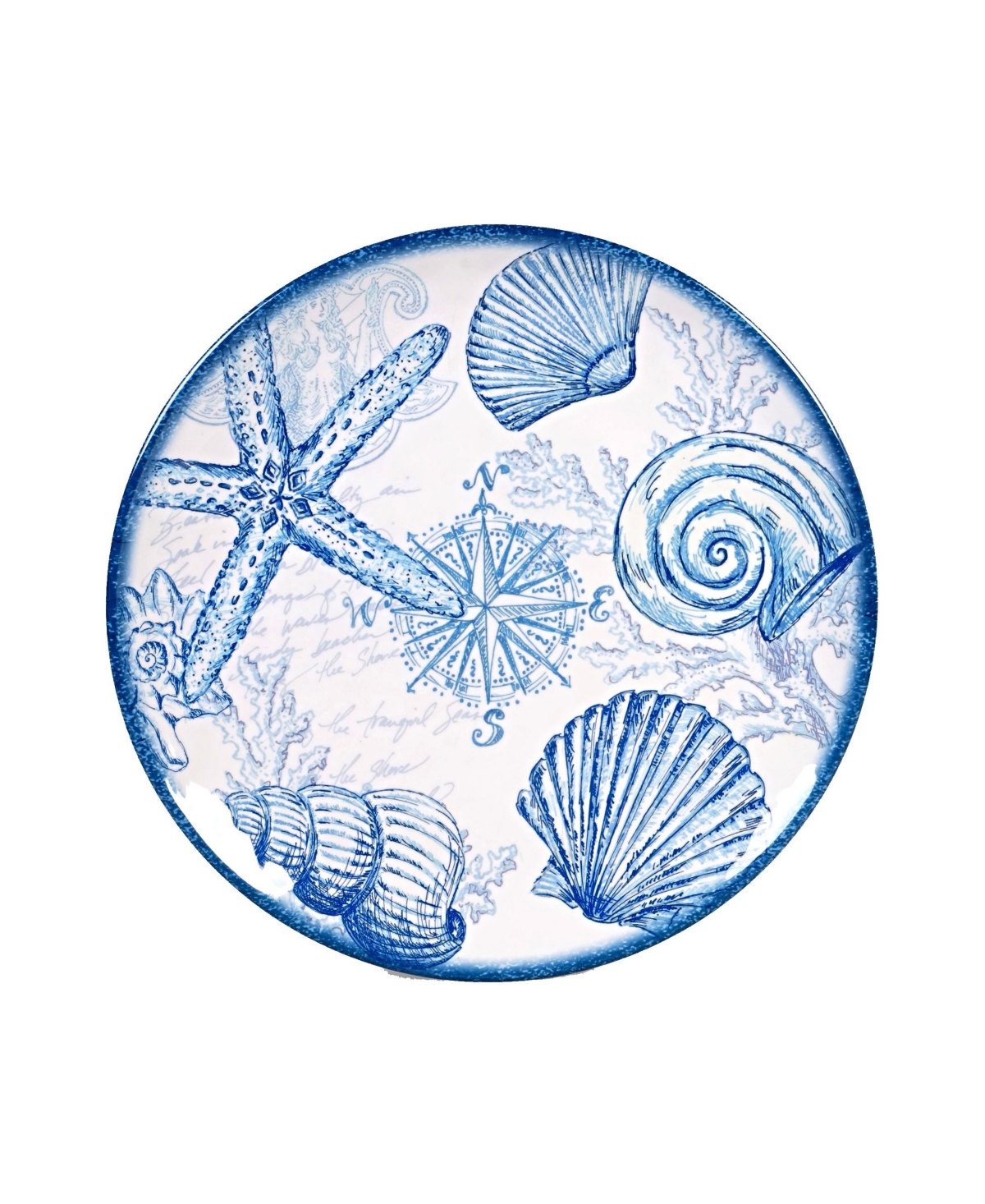 Certified International Oceanic Melamine 2-pc. Platter Set In Dark Blue,white