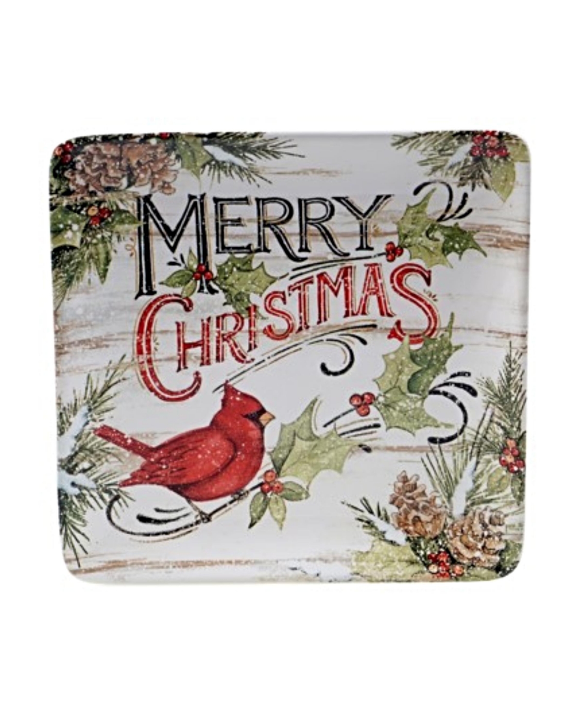 Certified International Evergreen Christmas 4 Piece Dessert Plate