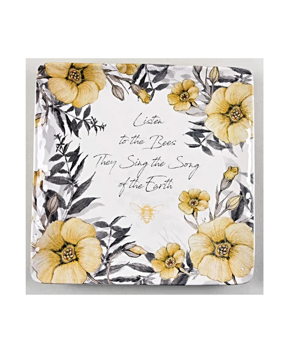 Certified International Bee Sweet Square Platter -yellow/black